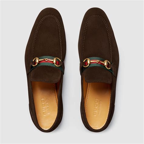 gucci loafers brown suede|gucci horsebit suede loafer.